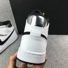 Jordan Air Jordan 1 Mid White Black Metallic Silver Sneakers