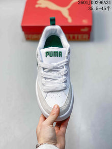 PUMA 180 White and Green Platform Sneakers