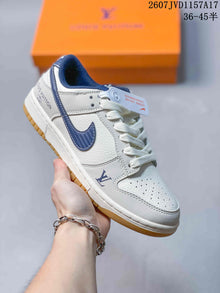 Louis Vuitton x Nike Dunk Low White Navy Sneakers