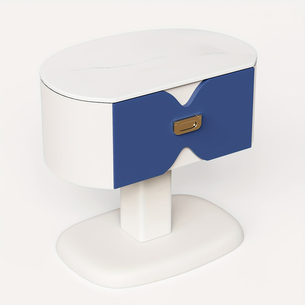 Contemporary Bedside Table Featuring a Single Drawer, Designed for Storing Glasses, Books, And Personal Belongings