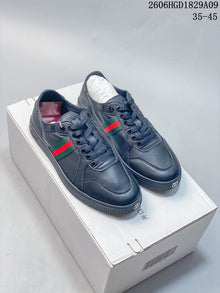 Gucci Low-Top Sneakers with Green-Red Web Stripe, Navy
