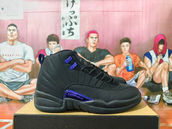 Jordan 12 Black and Blue High-Top Sneakers