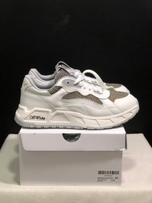 Off-White White and Grey Leather Low-Top Sneakers