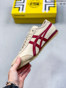 Onitsuka Tiger Mexico 66 Cream and Burgundy Low-Top Sneakers