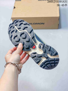 Salomon XT-6 Low-Top Sneakers in Gray, Blue and Yellow