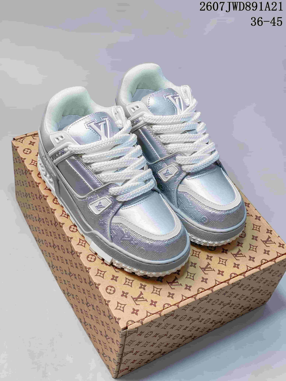 Louis Vuitton Trainer Maxi Sneakers Silver White 2607TWD891A21