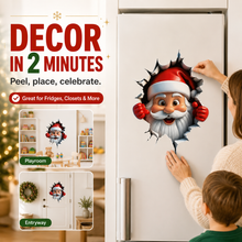 🎅 Bring Christmas Magic Home: 3D Santa Burst Wall Sticker!