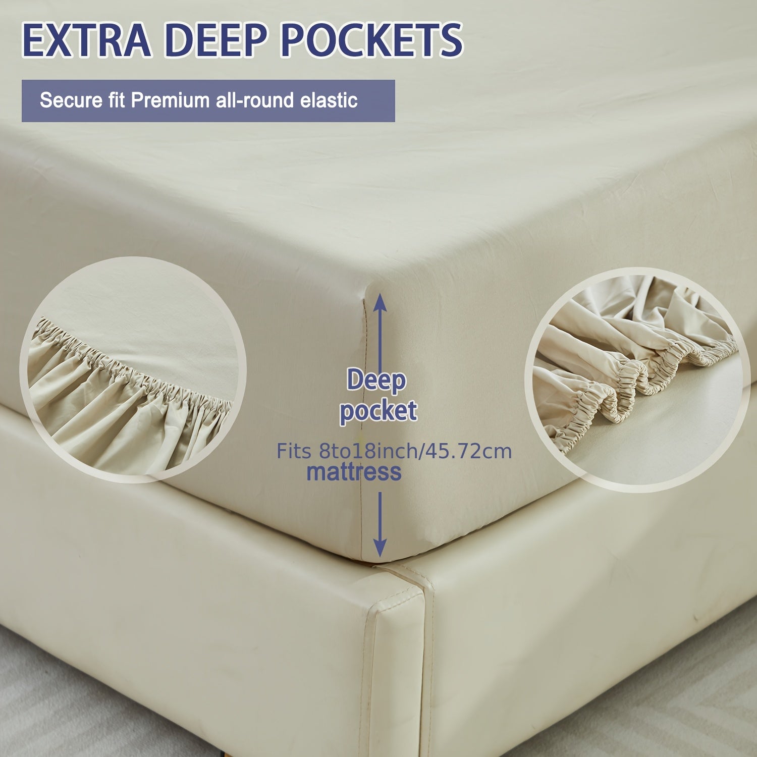 3pcs 100% Polyester Fitted Sheet Set, (1*Fitted Sheet + 2*Pillowcases, Without Core), Deep Pocket Up to 18\