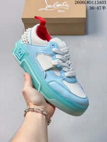 Christian Louboutin Astroloubi Leather Low-Top Sneakers, Blue