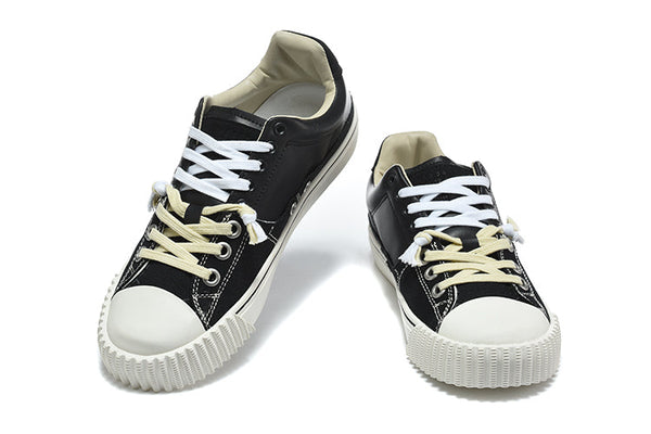 Black Low-Top Sneakers with Contrast Laces and White Sole