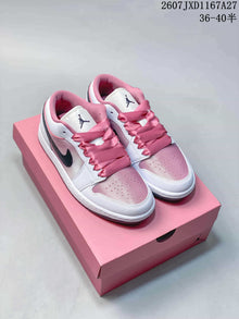 Nike Air Jordan 1 Low White and Pink Sneakers