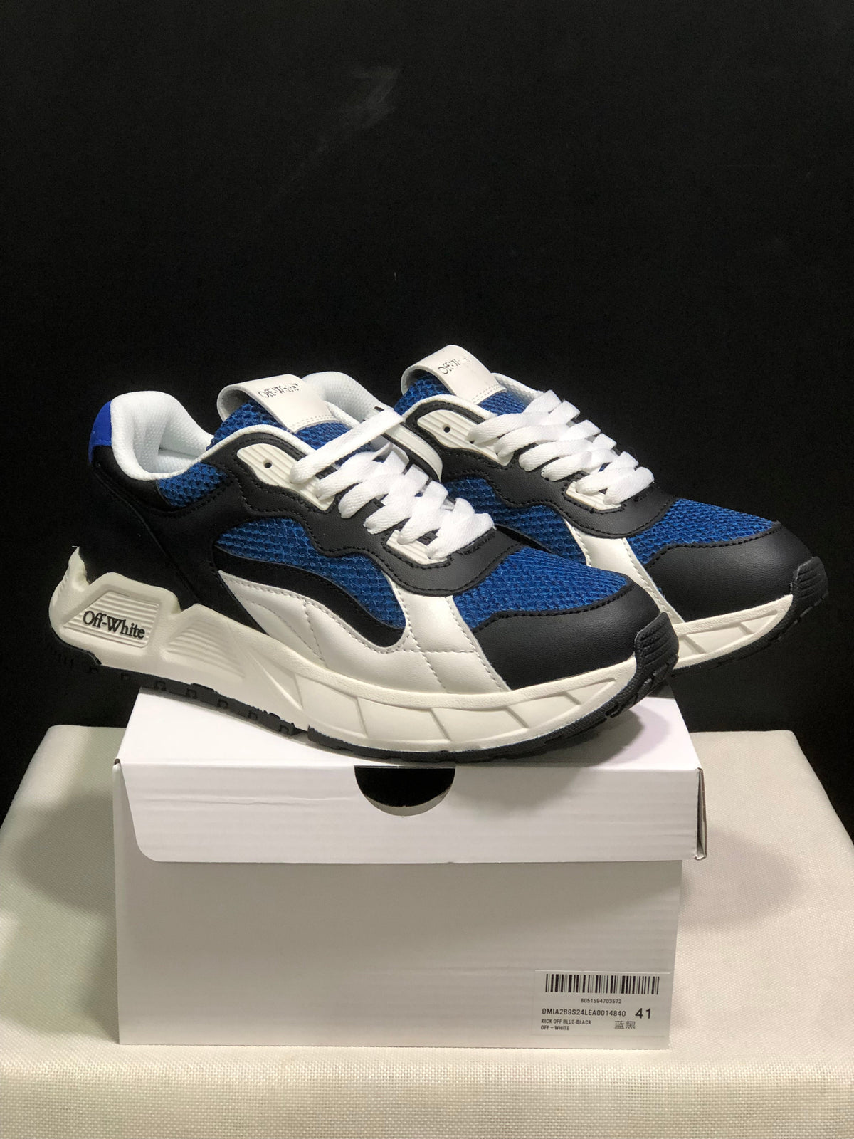 Off-White Leather Low-Top Sneakers Black Blue White EU 36-45
