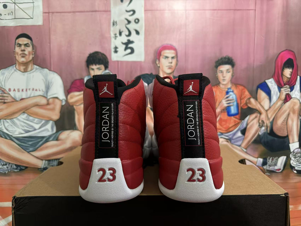 Jordan 12 High-Top Sneakers in Red and White