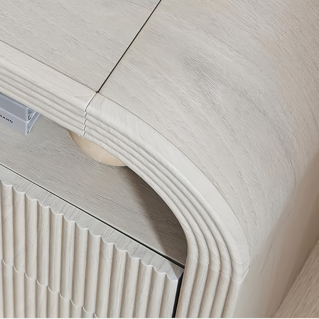 Vertical Striped Double Drawer Nightstand (With Charging Function), 24-Inch Modern Rounded Corner Design, Suitable for Bedroom And Living Room Storage Side Table