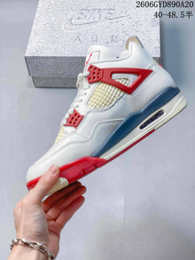 Nike Air Jordan 4 Retro White and Red Mid-Top Sneakers