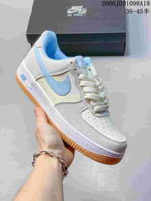 Nike Air Force 1 Low Sneakers, Blue and White, Gum Sole