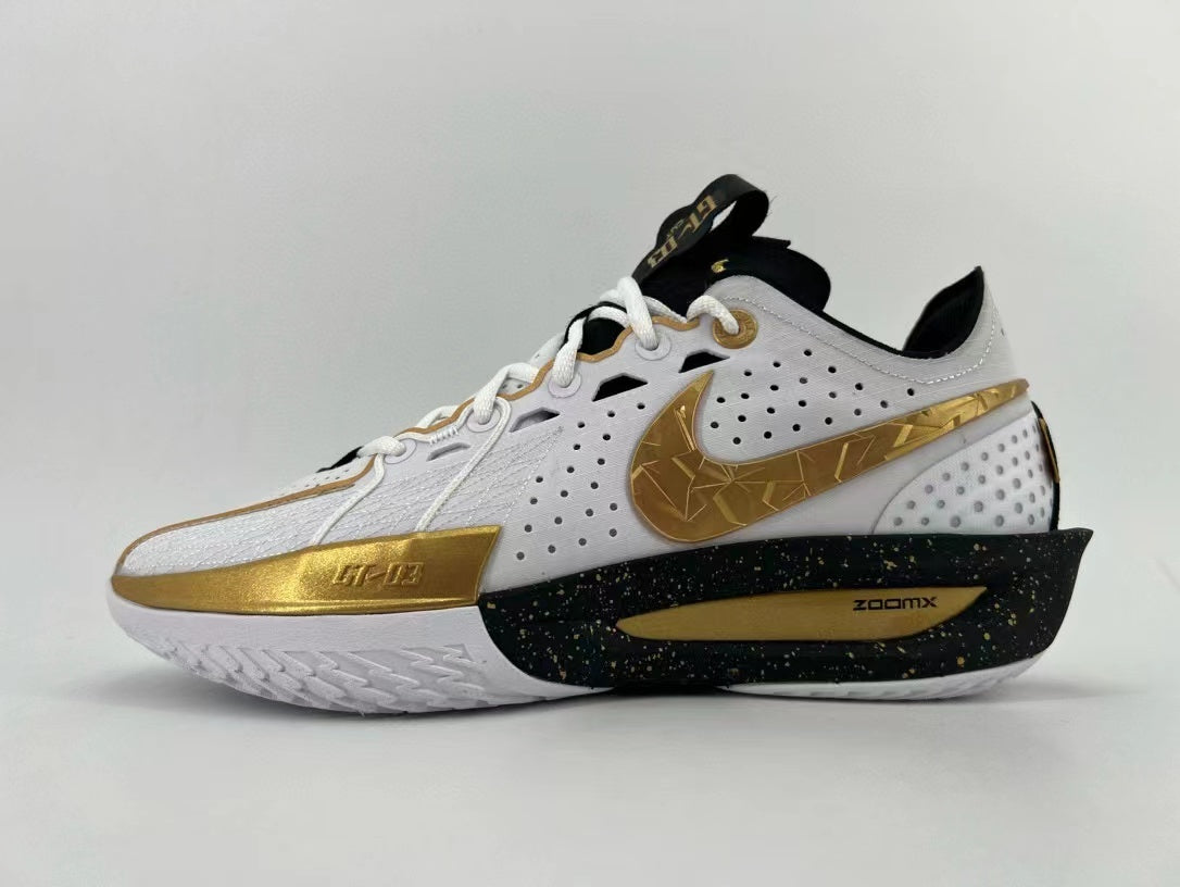 Nike GT Cut 3 Basketball Shoes White and Gold HF5702-170
