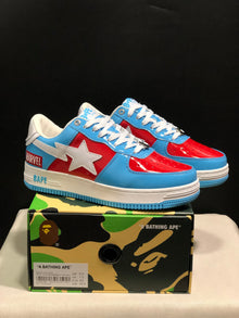 BAPE BAPE STA Low-Top Sneakers Blue Red White Marvel Style