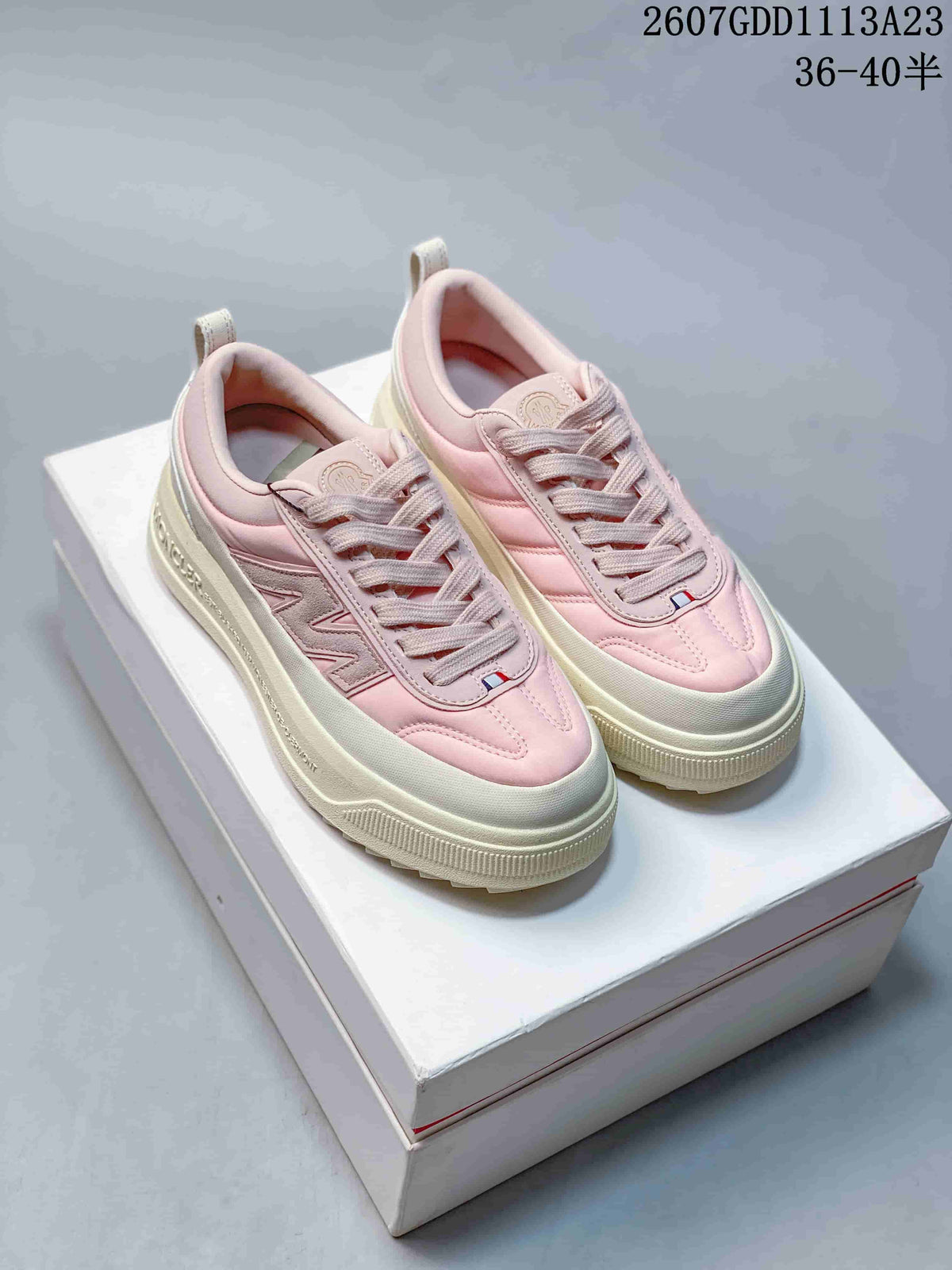 Moncler Pacey Pink and White Platform Sneakers