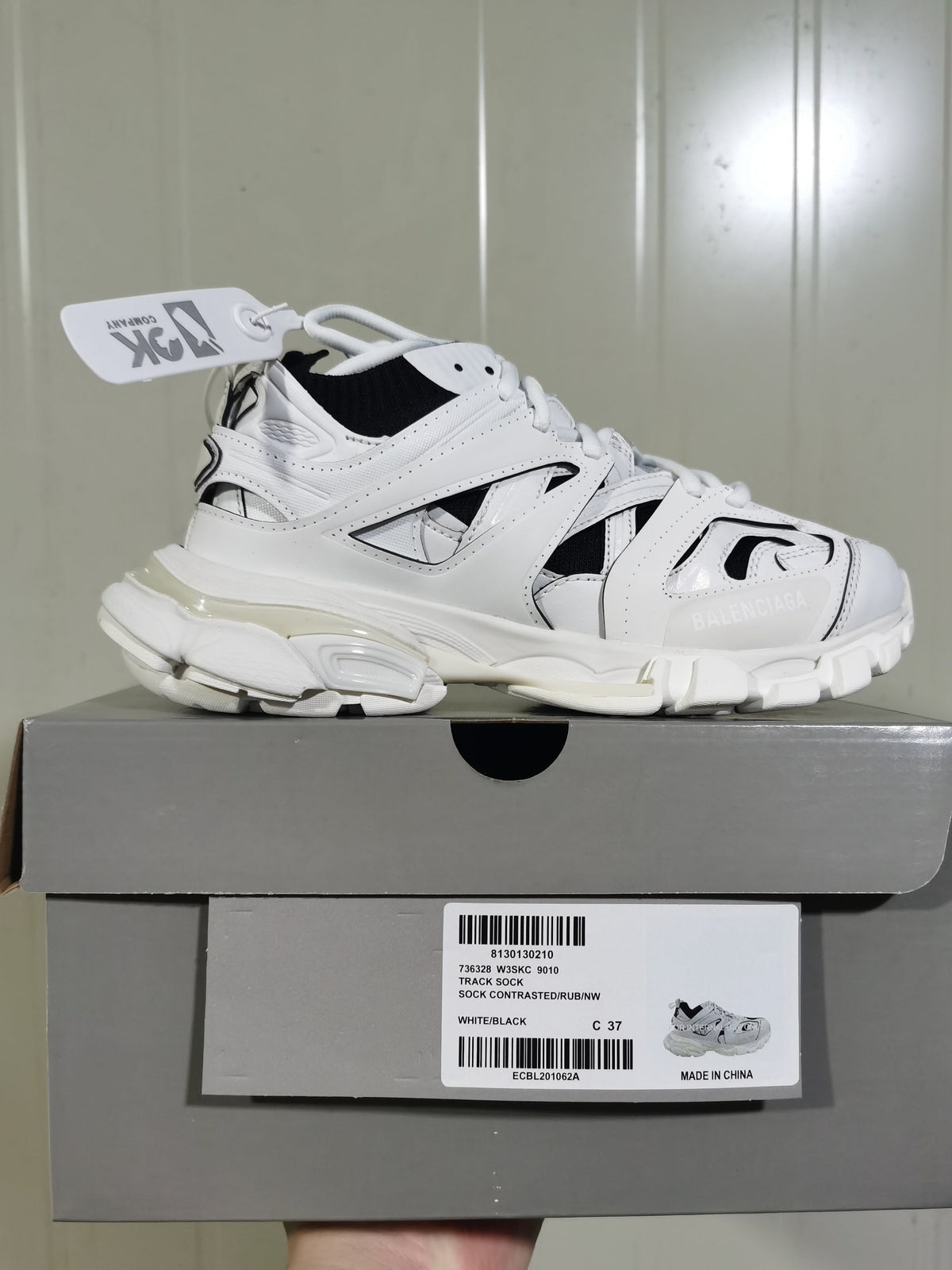 Balenciaga Track Sock Sneakers White Black 736328 W3SKC 9010