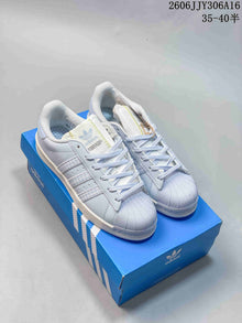 Adidas Superstar II Low-Top Sneakers in White and Pale Blue