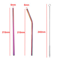 Colorful Reusable Stainless Steel Straws (4 pcs)