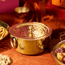 Set of 3 Brass Pots (Patila/ Topia) - 1 qt, 3 qt, 5 qt 6 Pieces Set
