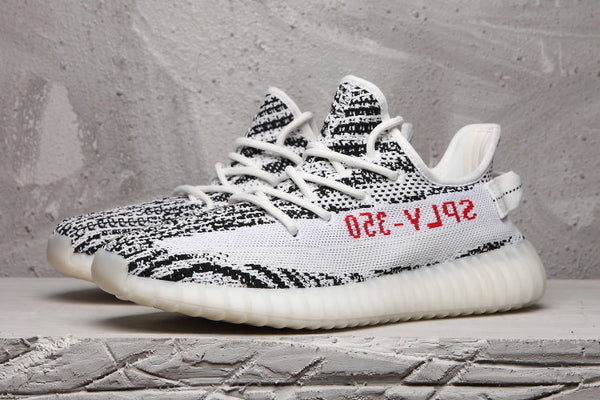 Yeezy 350 V2 Black White Pattern Sneakers