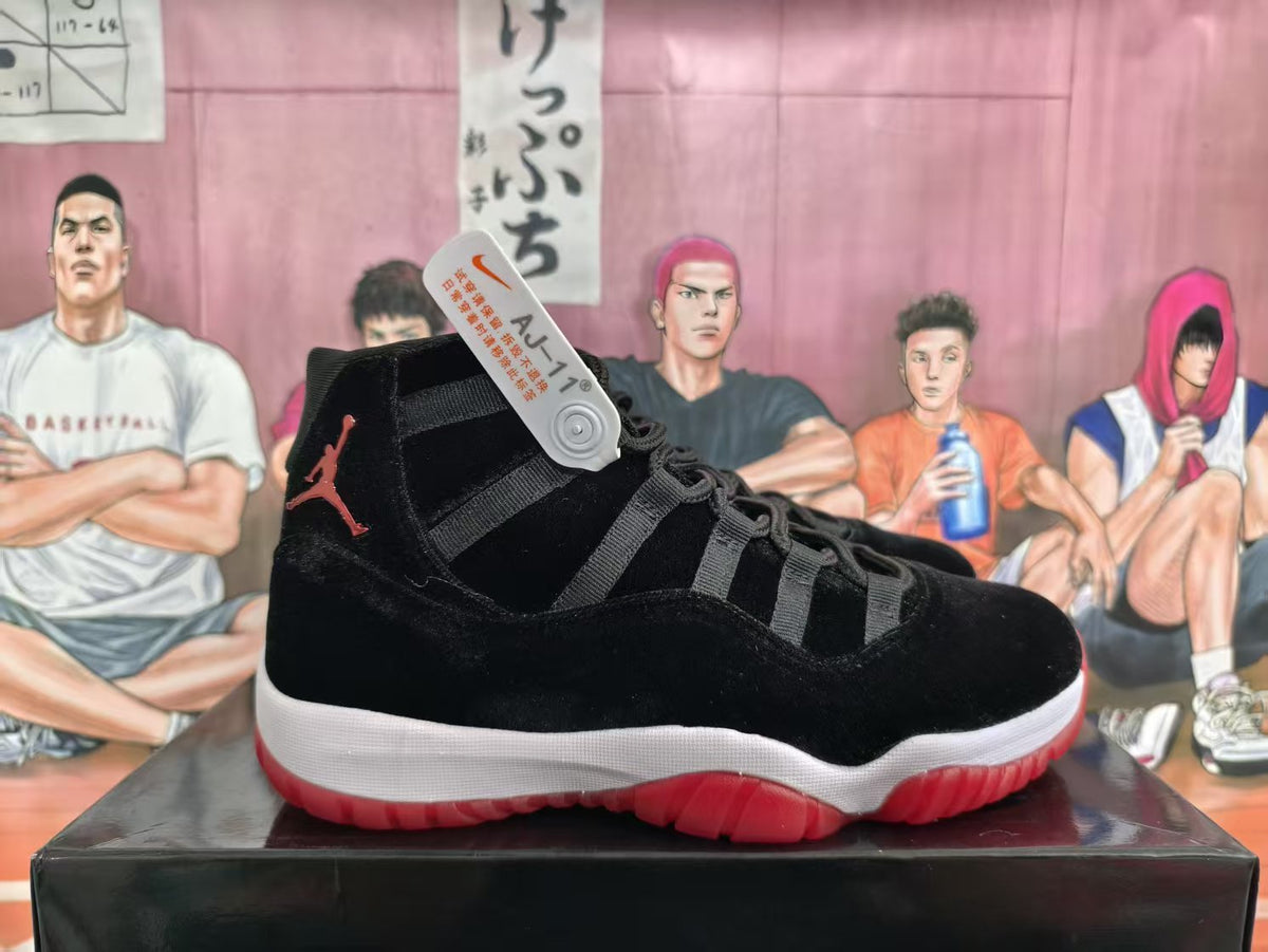 Jordan Black and Red Velvet Basketball Sneakers