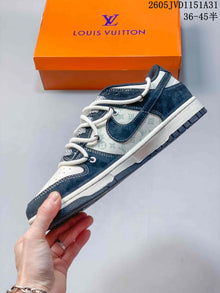 Nike SB Dunk Low-Style Sneakers in Navy and White