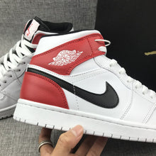 Jordan 1 Mid White Red Black Sneakers 554724-116