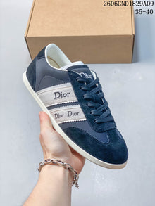 Dior Ribbon Low-Top Sneakers in Navy and White