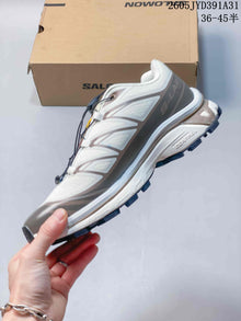 Salomon XT-6 Low-Top Sneakers in White and Taupe