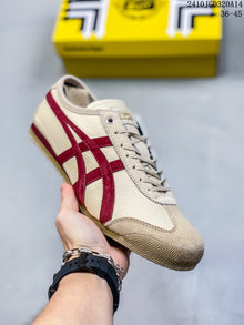Onitsuka Tiger Mexico 66 Cream and Burgundy Low-Top Sneakers