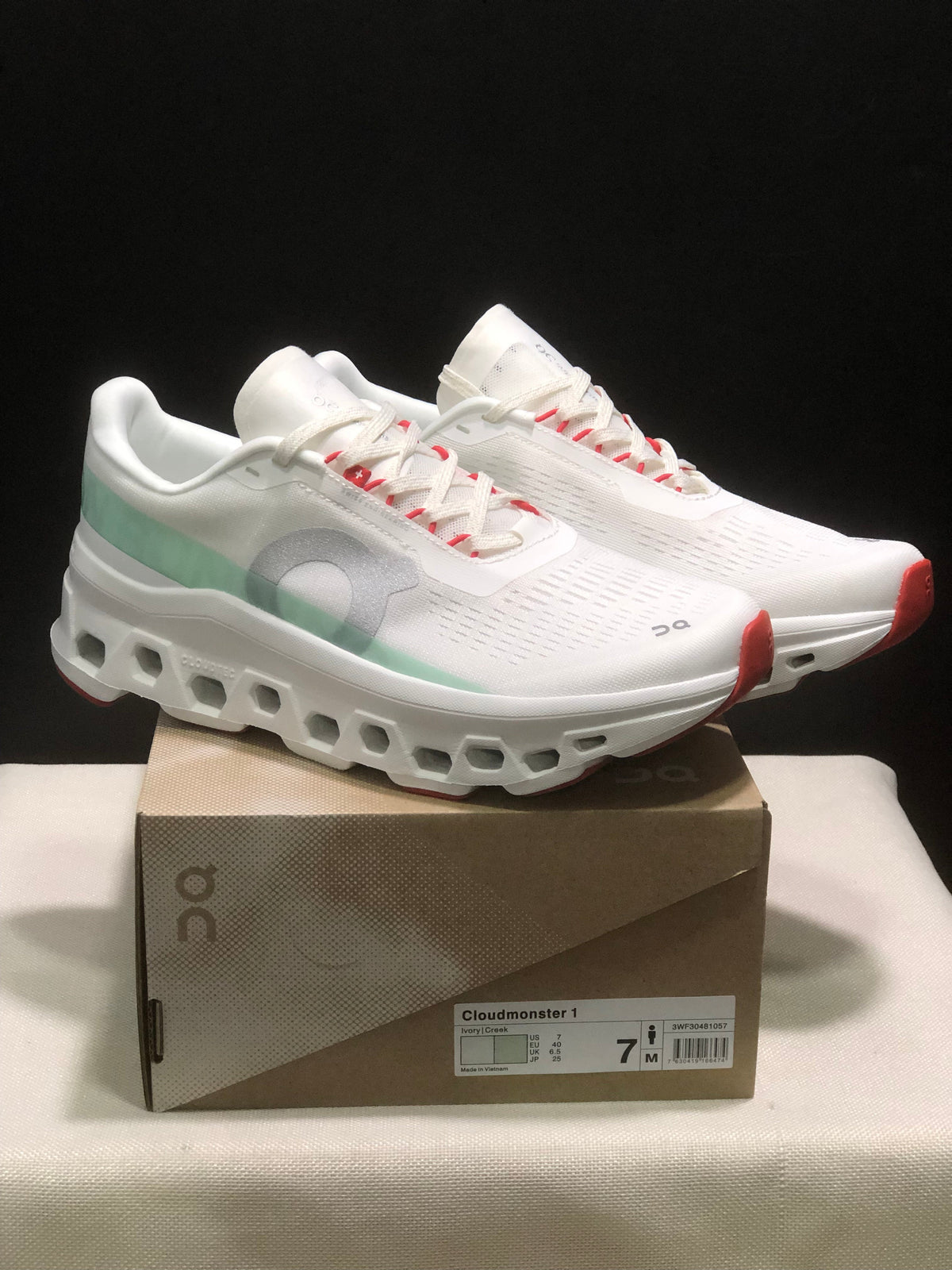 On Cloudmonster 1 Running Sneakers Ivory/Creek