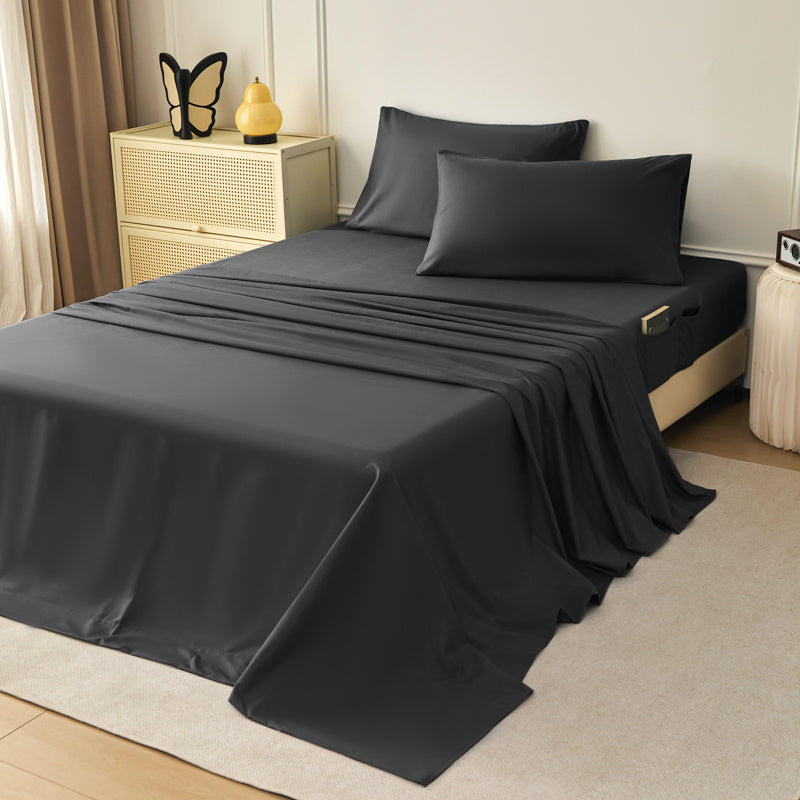 WERVITY Queen Size 4pcs Bedding - Comfortably Breathable And Refreshingly Cool - Ultra-soft Bedding - Wrinkle-resistant And Easy to Care for - White Bedding with Convenient Storage Pockets At The Headboard, Perfect for Bedrooms And Guest Rooms
