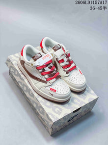 Air Jordan 1 Low White Brown Red Sneakers