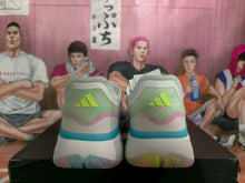 Adidas White and Blue Basketball Sneakers with Multicolor Accents