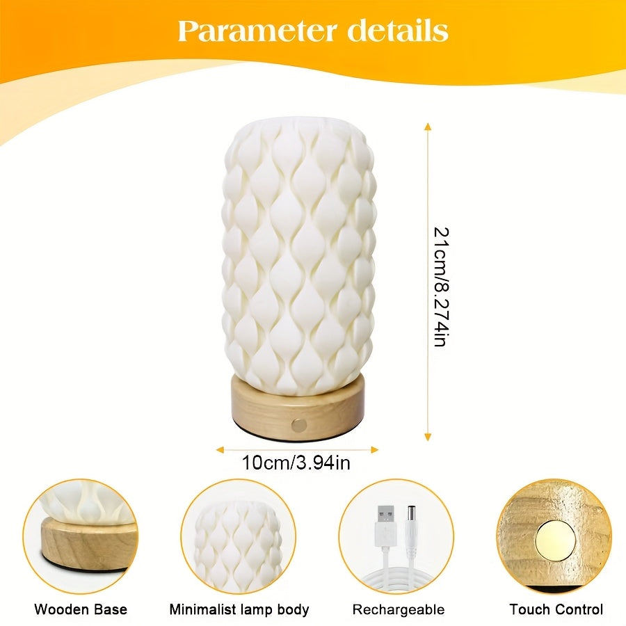 2pcs Modern Elegant Touch Control Table Lamp, 3-Color LED Adjustable Stepless Brightness Adjustment. Suitable for Living Room, Bedroom, Halloween Decorations And Thanksgiving Celebrations, Festival Lighting, Rechargeable Desk Lamp. Available In 1pc.