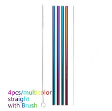 Colorful Reusable Stainless Steel Straws (4 pcs)