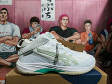ASICS White Basketball Shoes with Mint Green Accents