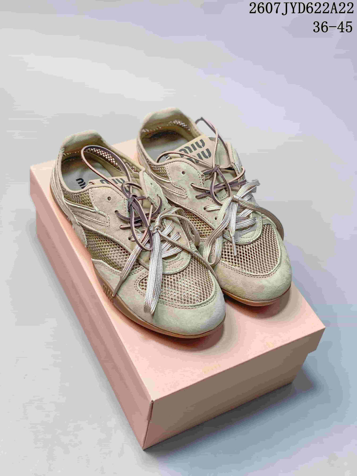 Miu Miu Gymnasium Low-Top Sneakers Beige 712520WPR