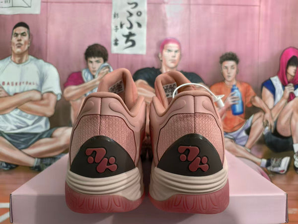 Pink Basketball Sneakers with Wave-Pattern Sole