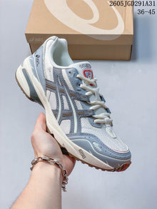 ASICS GEL-Style Mesh Sneakers in White and Blue Gray