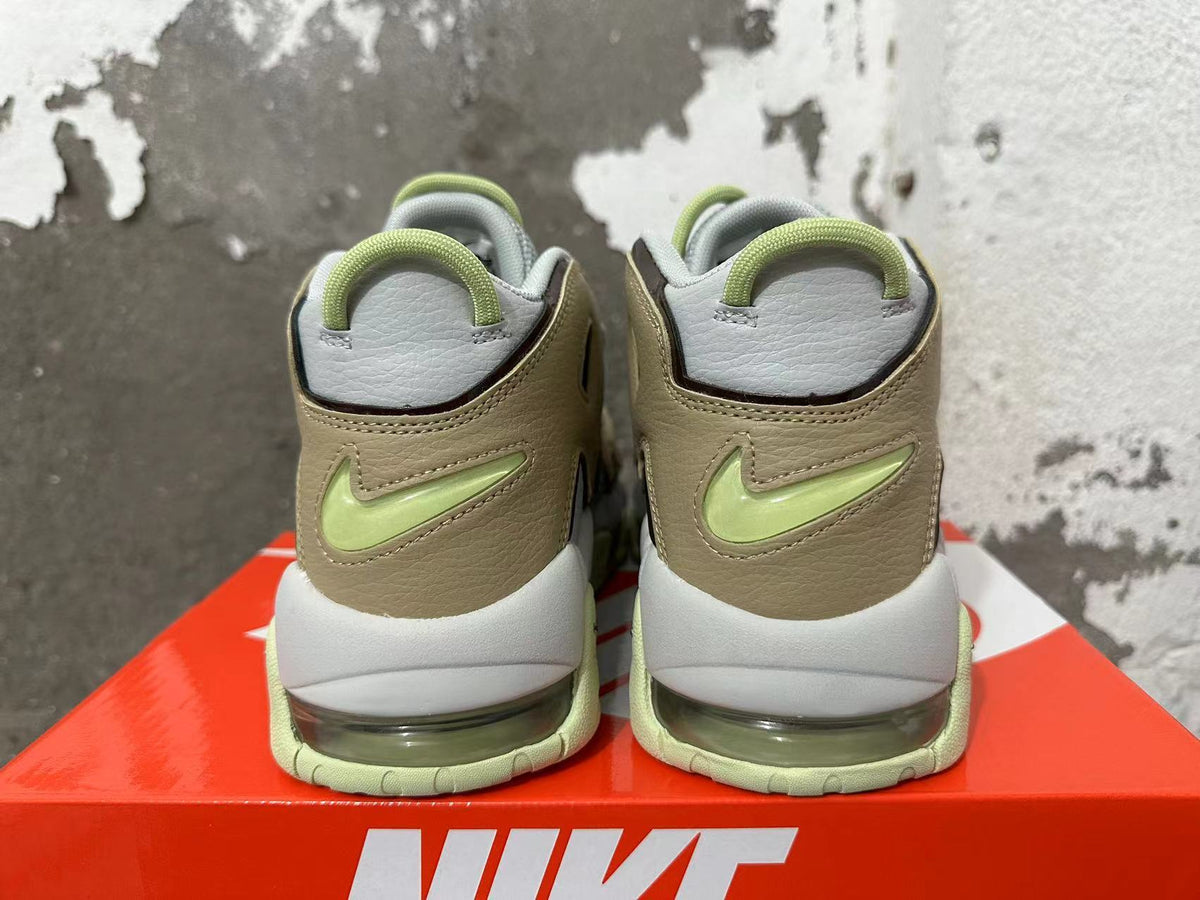 Nike Air More Uptempo Sneakers in Brown, Gray and Lime