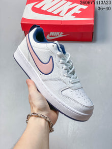 NikeCourt Borough 2 Low GS Sneakers in White and Pink