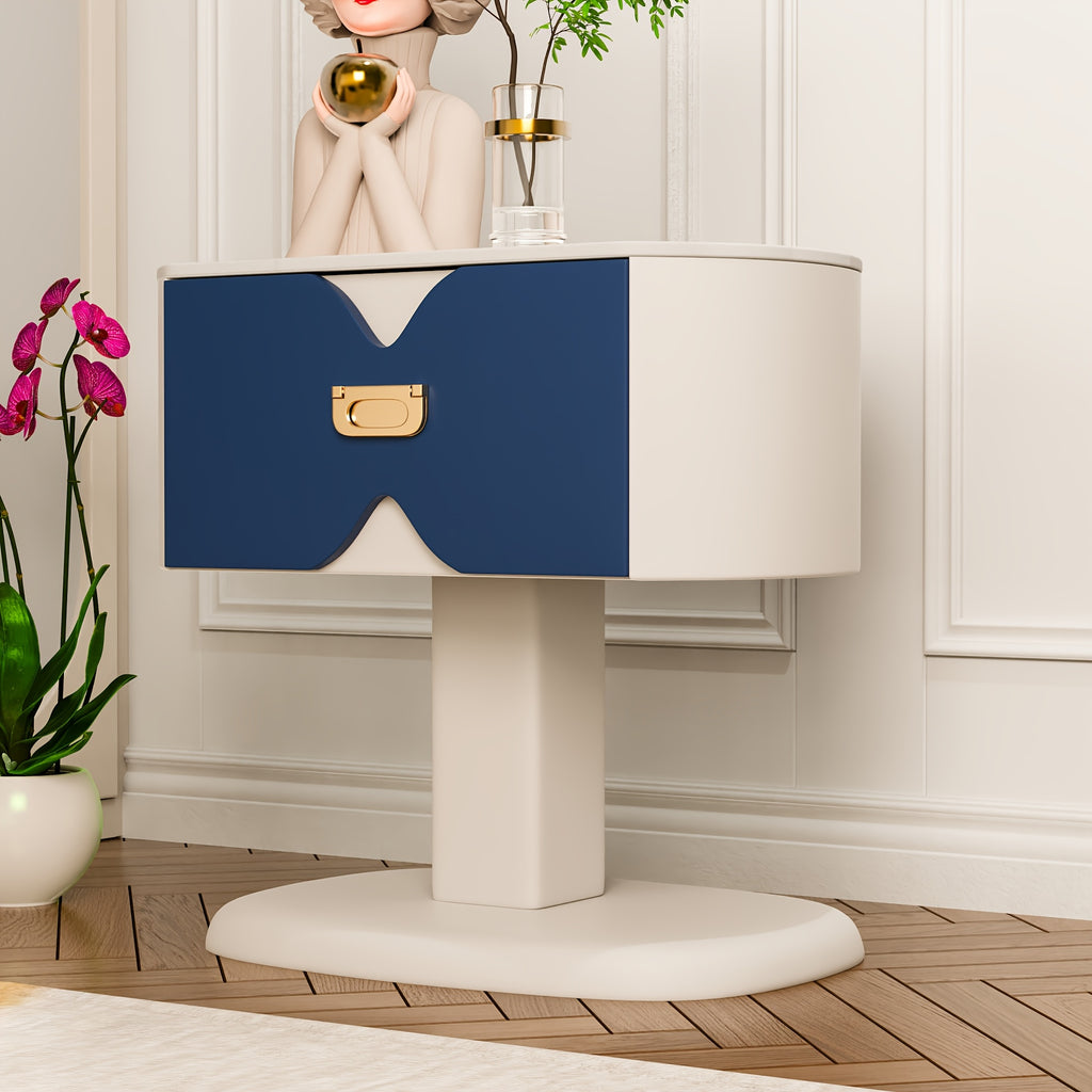 Contemporary Bedside Table Featuring a Single Drawer, Designed for Storing Glasses, Books, And Personal Belongings