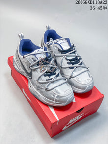 Nike Air Monarch IV Silver and Navy Sneakers 415445-102