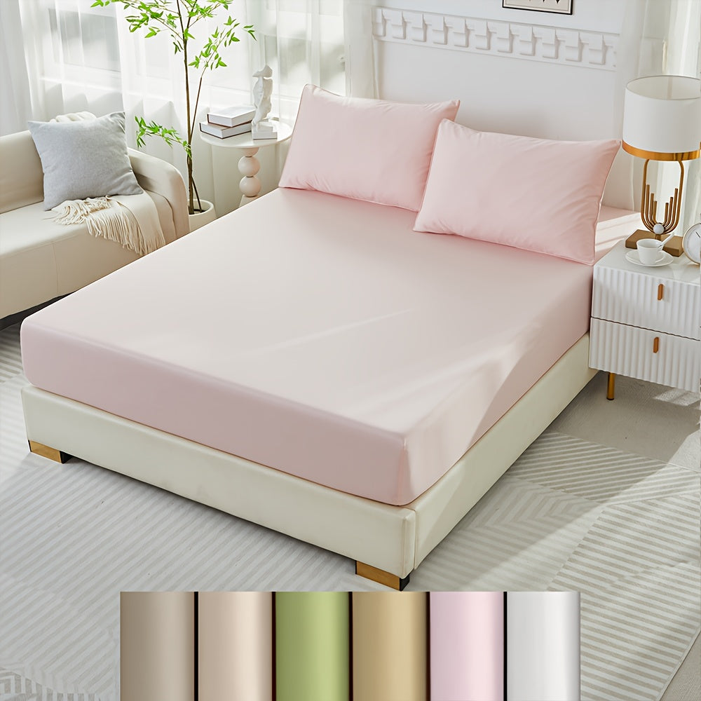 3pcs 100% Polyester Fitted Sheet Set, (1*Fitted Sheet + 2*Pillowcases, Without Core), Deep Pocket Up to 18\