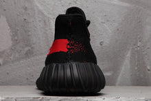 Yeezy 350 V2 Black Red Knit Sneakers with Supreme Detail